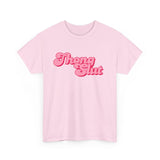 T-Shirt — 'Thong Slut' Retro Pink Script Tee