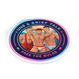 Round Vinyl Sticker — "UNB & Brief Talk: Free the Bulge" Beach Guys Design