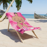 Beach Towel - Pink Muscle Man 'Thong Slut' Novelty Beach Towel