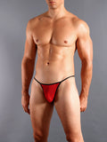 Doreanse Men's Underwear 1306-RED Mesh G-String Thong Color Red