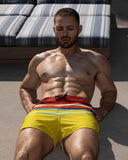 Swim Shorts Red Yellow Horizontal Stripes