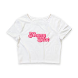 Crop Tee — Pink Retro "Thong Slut" Graphic