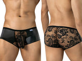 CandyMan 95008 Men's Underwear Seductive Lace Trunks Color Black