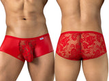 CandyMan 95008 Men's Underwear Seductive Lace Trunks Color Red