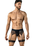 CandyMan 95014 Men's Underwear Seductive Garter Thongs Color Black