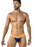 CandyMan 95015 Men's Underwear Seductive Lace Thongs Color Blue-Hot Orange