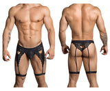 CandyMan 99310 Men's Underwear Lace Garther Thongs Color Black