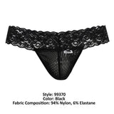 CandyMan 99370 Men's Underwear Sensual Lace Thongs Color Black