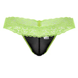 CandyMan Men's Underwear 99370 Lace Thongs Color Hot Green