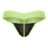 CandyMan Men's Underwear 99370 Lace Thongs Color Hot Green