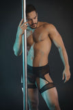CandyMan 99403 Men's Underwear Gaterbelt Thongs Color Black Mesh