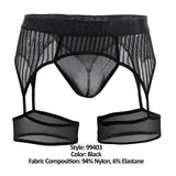 CandyMan 99403 Men's Underwear Gaterbelt Thongs Color Black Mesh