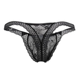 CandyMan Men's Underwear 99420 Double Lace Thongs Color Black