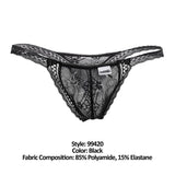 CandyMan Men's Underwear 99420 Double Lace Thongs Color Black