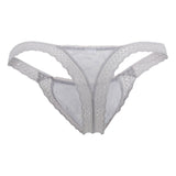 CandyMan Men's Underwear 99420 Double Lace Thongs Color Gray