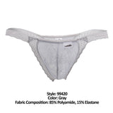 CandyMan Men's Underwear 99420 Double Lace Thongs Color Gray