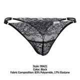 CandyMan Men's Underwear 99421 Lace G-String Thongs Color Black