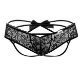 CandyMan 99535 Men's Underwear Bow & Lace Jockstrap Color Black