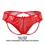 CandyMan 99538 Men's Underwear Lace Mesh Jockstrap Color Red