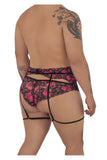 CandyMan Men's Underwear 99576X Lace Garter Thongs Color Black Print