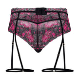 CandyMan Men's Underwear 99576X Lace Garter Thongs Color Black Print