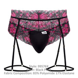 CandyMan Men's Underwear 99576X Lace Garter Thongs Color Black Print
