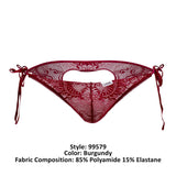 CandyMan Men's Underwear 99579 Lace Heart Bikini Color Burgundy