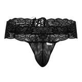 CandyMan 99595 Men's Underwear Lace Mesh Thongs Color Black