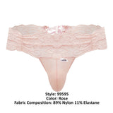 CandyMan 99595 Men's Underwear Lace Mesh Thongs Color Rose