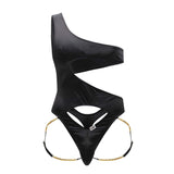 CandyMan Men's Underwear 99597X One Shoulder Bodysuit Color Black