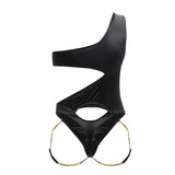 CandyMan Men's Underwear 99597X One Shoulder Bodysuit Color Black