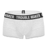 CandyMan Men's Underwear 99616X Trouble Maker Lace Trunks Color White