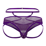 CandyMan Men's Underwear 99640 Mesh Thongs Color Purple