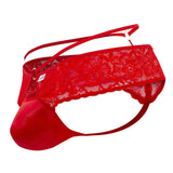 CandyMan Men's Underwear 99647 Lace Thongs Color Red