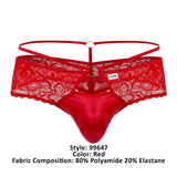 CandyMan Men's Underwear 99647 Lace Thongs Color Red
