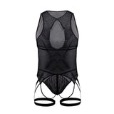 CandyMan Men's Underwear 99650 Mesh Bodysuit Color Black
