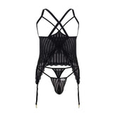 CandyMan 99654 Men's Underwear Two Piece Set Color Black Mesh
