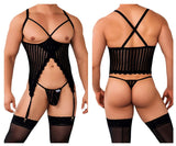 CandyMan 99654 Men's Underwear Two Piece Set Color Black Mesh