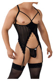 CandyMan 99654 Men's Underwear Two Piece Set Color Black Mesh