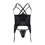 CandyMan 99654 Men's Underwear Two Piece Set Color Black Mesh
