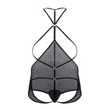 CandyMan Men's Underwear 99662X Tulle Bodysuit Color Black