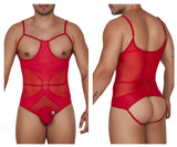 CandyMan Men's Underwear 99670 Harness Bodysuit Color Red