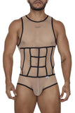 CandyMan Men's Underwear 99683X Tulle Bodysuit Color Beige
