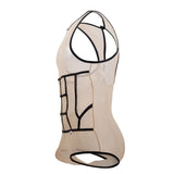CandyMan Men's Underwear 99683X Tulle Bodysuit Color Beige