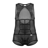 CandyMan Men's Underwear 99683X Tulle Bodysuit Color Black