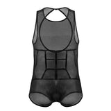 CandyMan Men's Underwear 99683X Tulle Bodysuit Color Black