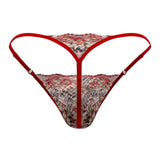 CandyMan Men's Underwear 99685 Lace Thongs Color Red-Print