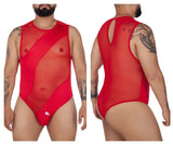 CandyMan Men's Underwear 99699X Mesh Bodysuit Color Red