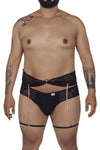 CandyMan 99703X Garter Briefs Two Piece Set Color Black