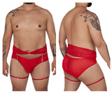 CandyMan Men's Underwear 99703X Garter Briefs Two Piece Set Color Red